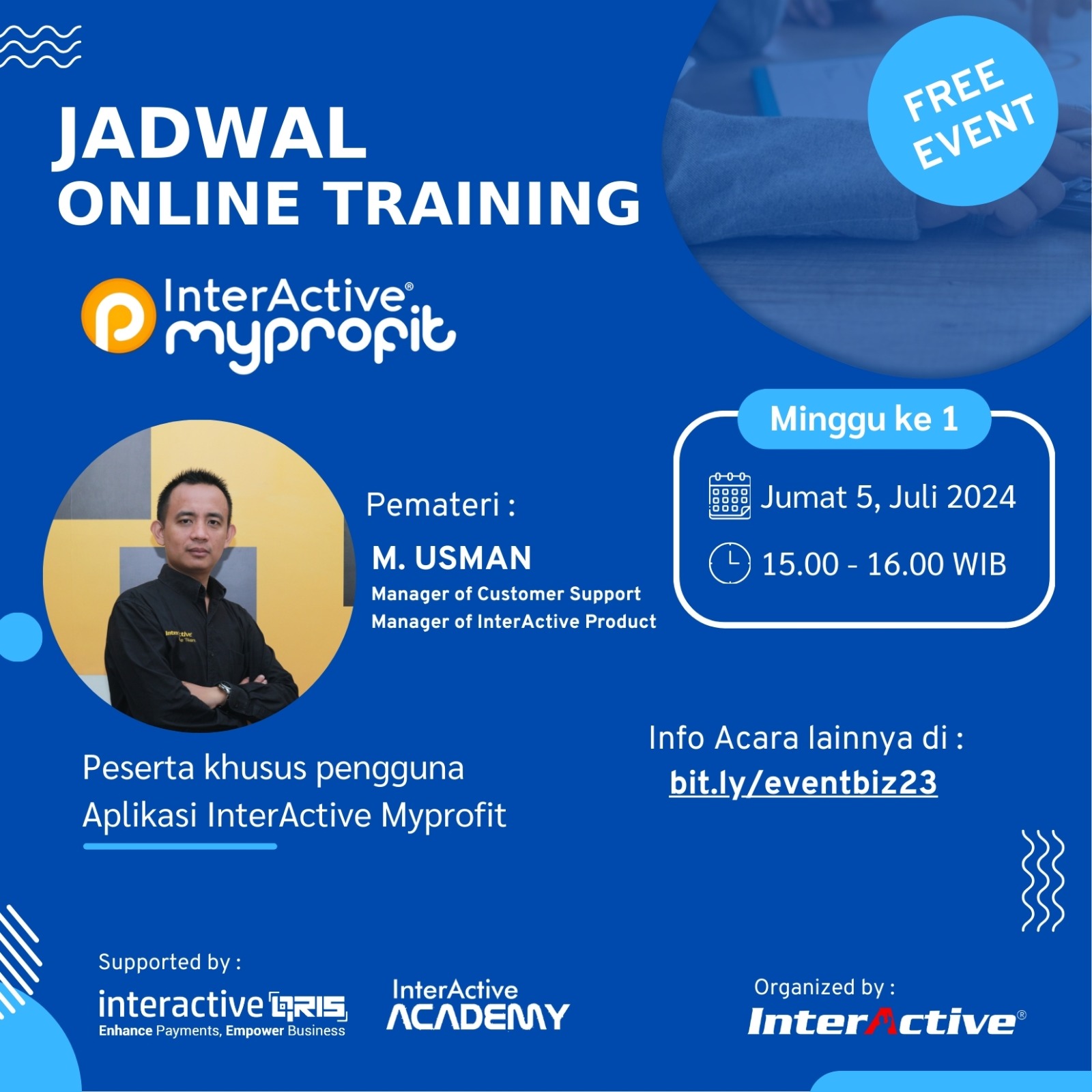 Jadwal Online Training InterActive MyProfit, QRIS, Daftar QRIS